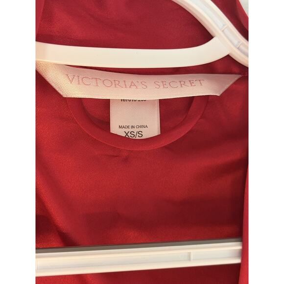 Victoria's Secret Red Silk Satin Black Velvet Long Robe Velour Sash Shawl Y2K S - Picture 4 of 9